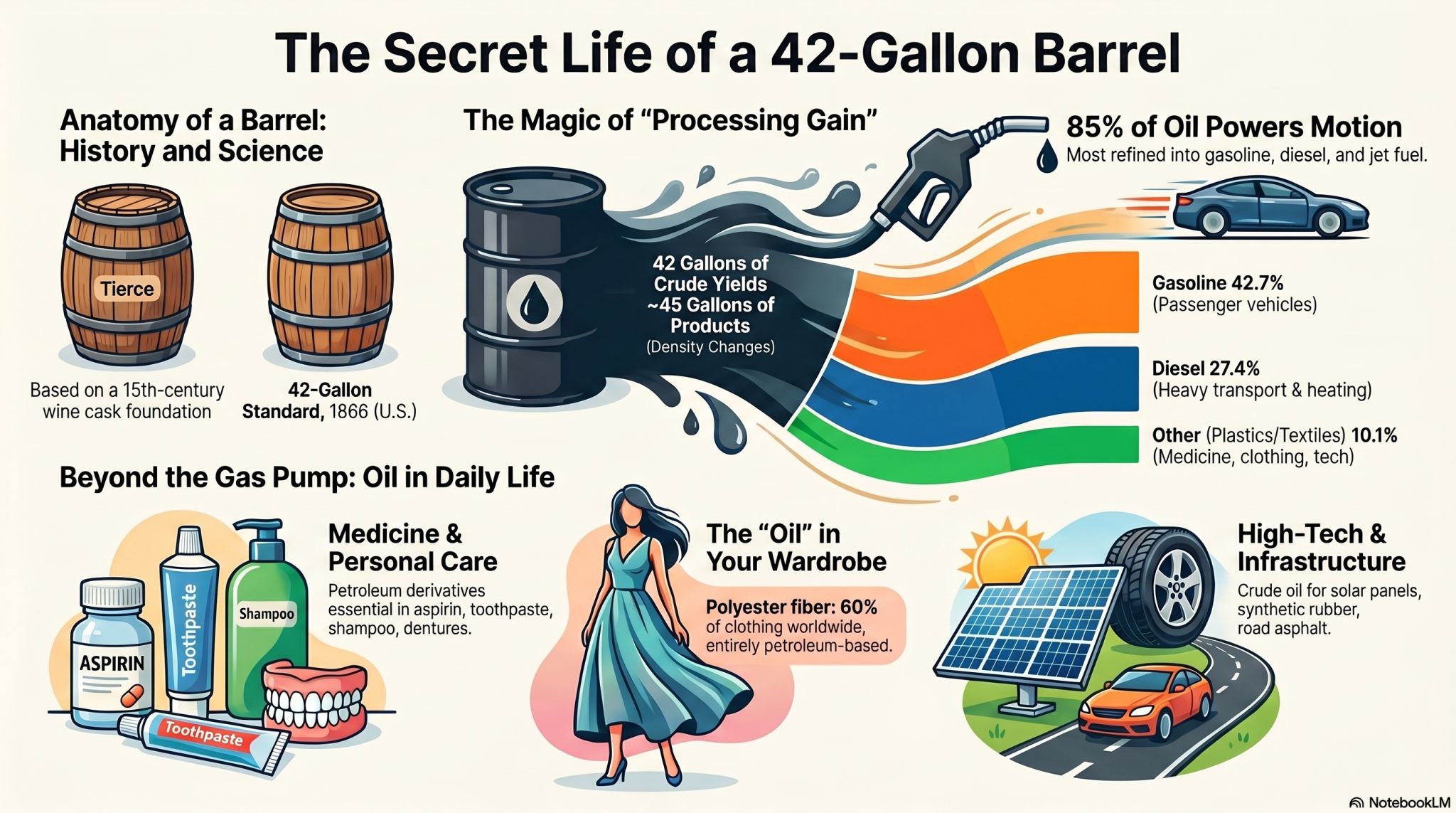 Ask anyone what a barrel of oil makes. They'll say gasoline. That is maybe half the story.  